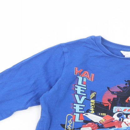 Marks and Spencer Boys Blue  Cotton Pullover T-Shirt Size 5-6 Years Crew Neck Pullover - Lego