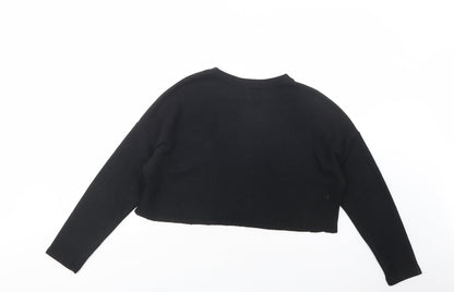 Womens UK Size S Pull & Bear Black Pullover Sweatshirt