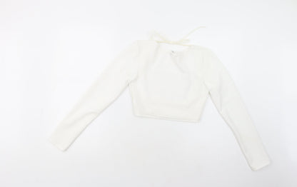 Womens UK Size 6 PRETTYLITTLETHING White Cropped Blouse