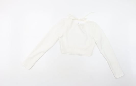 Womens UK Size 6 PRETTYLITTLETHING White Cropped Blouse