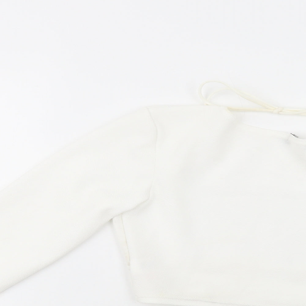 Womens UK Size 6 PRETTYLITTLETHING White Cropped Blouse