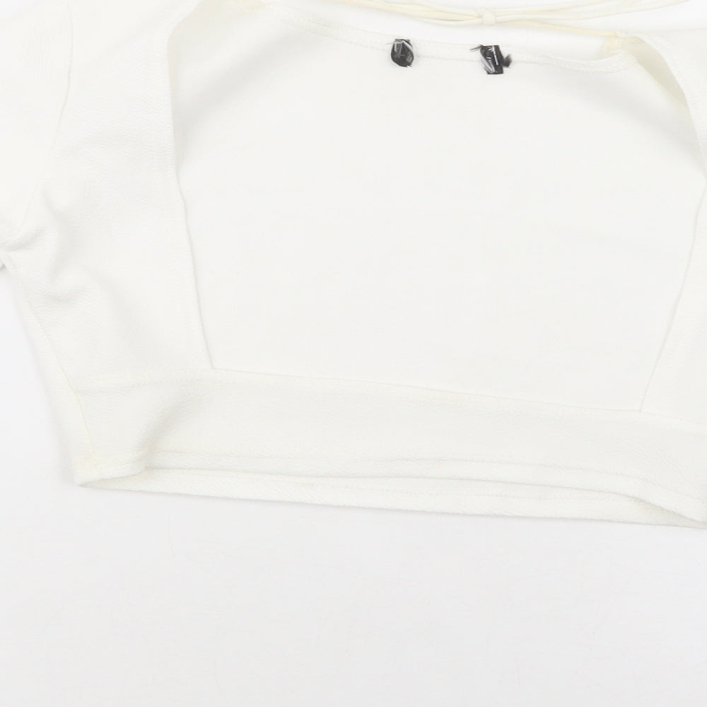Womens UK Size 6 PRETTYLITTLETHING White Cropped Blouse