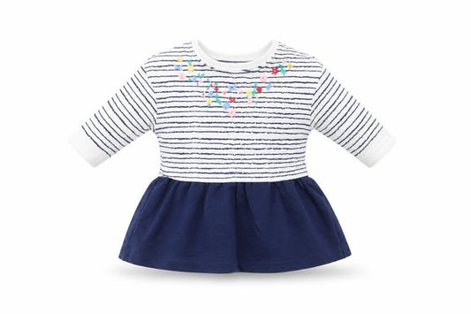 Mini Club Baby White Striped Cotton T-Shirt Dress  Size Newborn  Crew Neck Snap