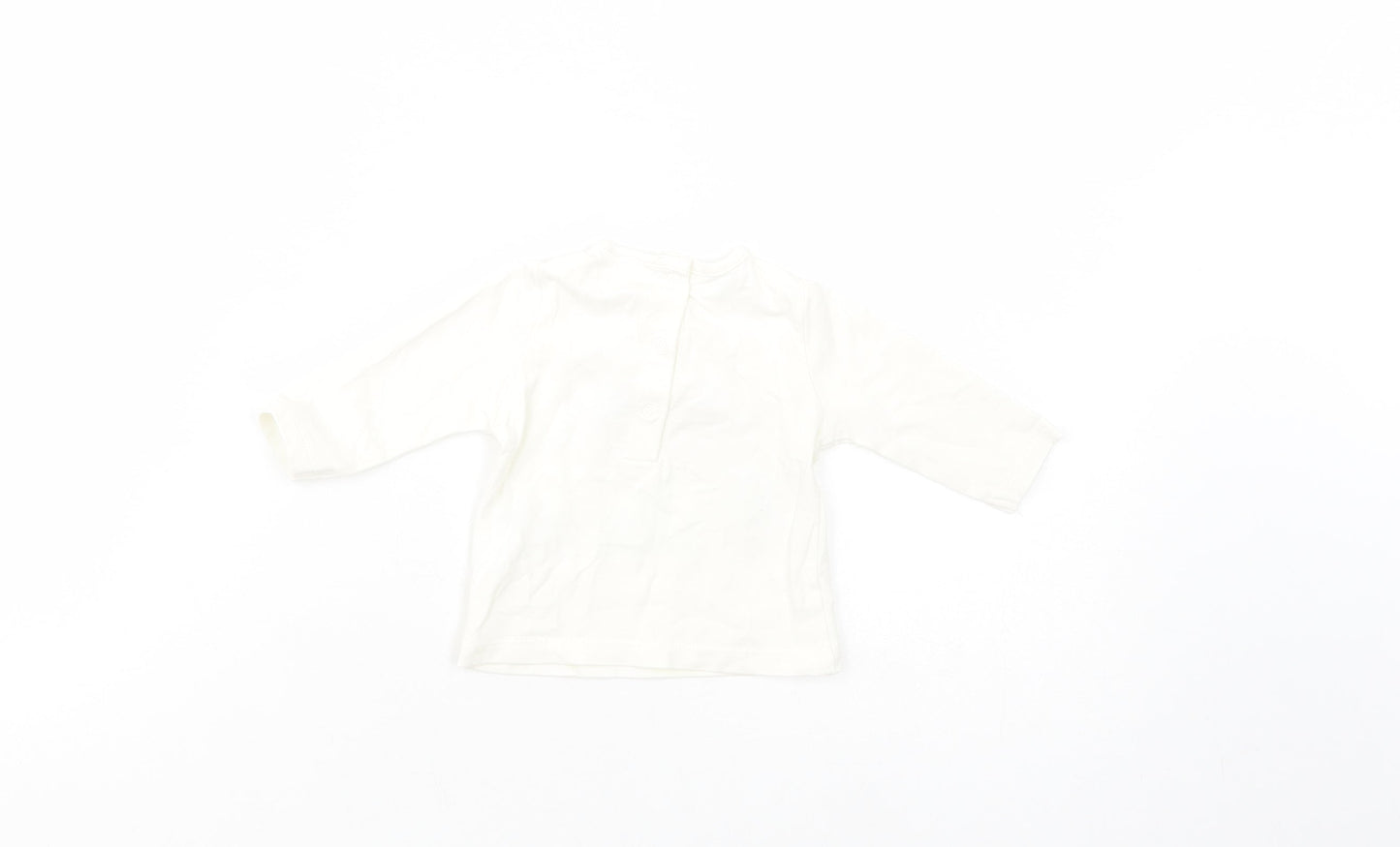 NEXT Baby White  Cotton Basic T-Shirt Size Newborn Crew Neck Snap - Dino