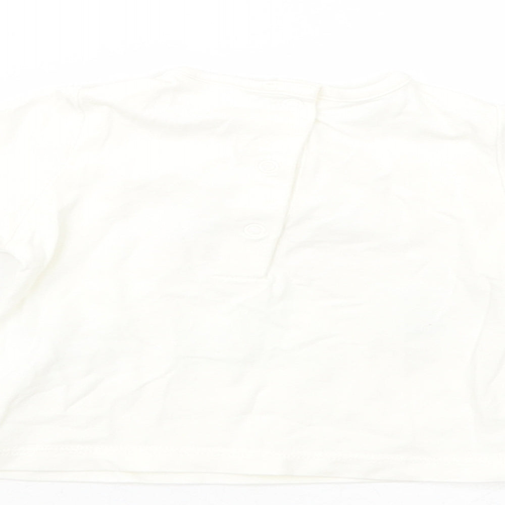 NEXT Baby White  Cotton Basic T-Shirt Size Newborn Crew Neck Snap - Dino