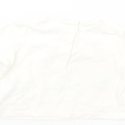 NEXT Baby White  Cotton Basic T-Shirt Size Newborn Crew Neck Snap - Dino