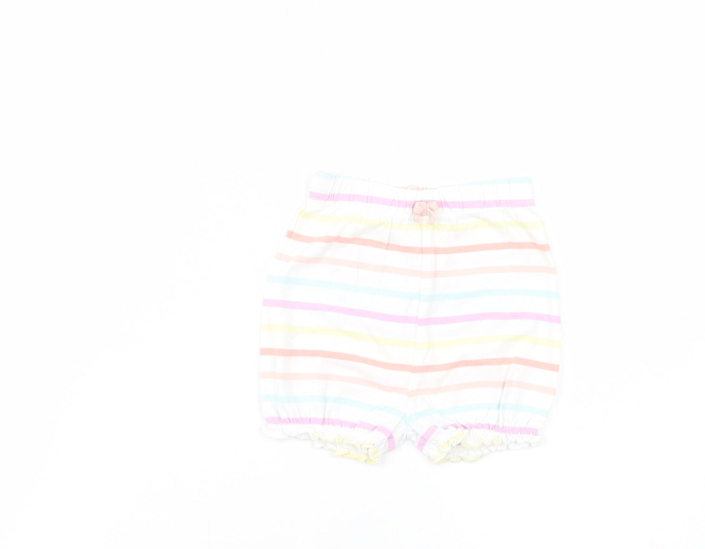 George Baby White Striped Cotton Cropped Trousers Size 6-9 Months