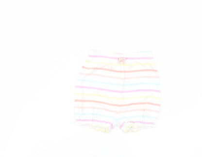George Baby White Striped Cotton Cropped Trousers Size 6-9 Months