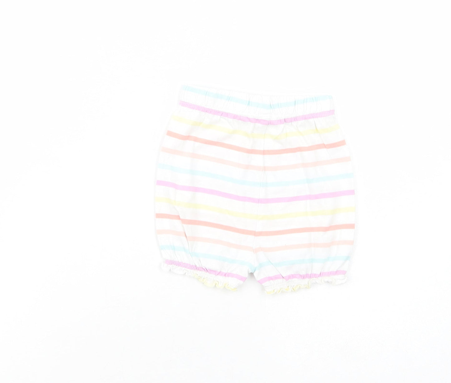 George Baby White Striped Cotton Cropped Trousers Size 6-9 Months