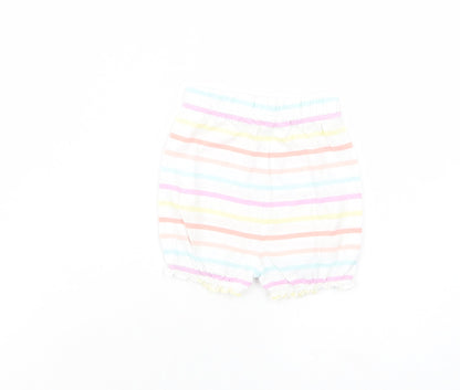 George Baby White Striped Cotton Cropped Trousers Size 6-9 Months