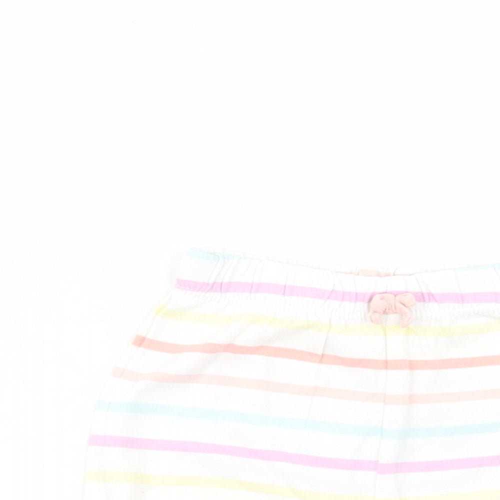 George Baby White Striped Cotton Cropped Trousers Size 6-9 Months