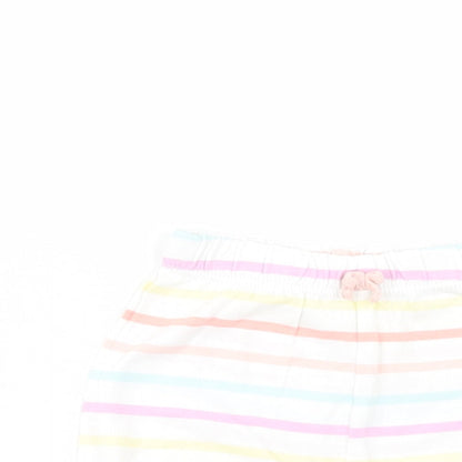 George Baby White Striped Cotton Cropped Trousers Size 6-9 Months