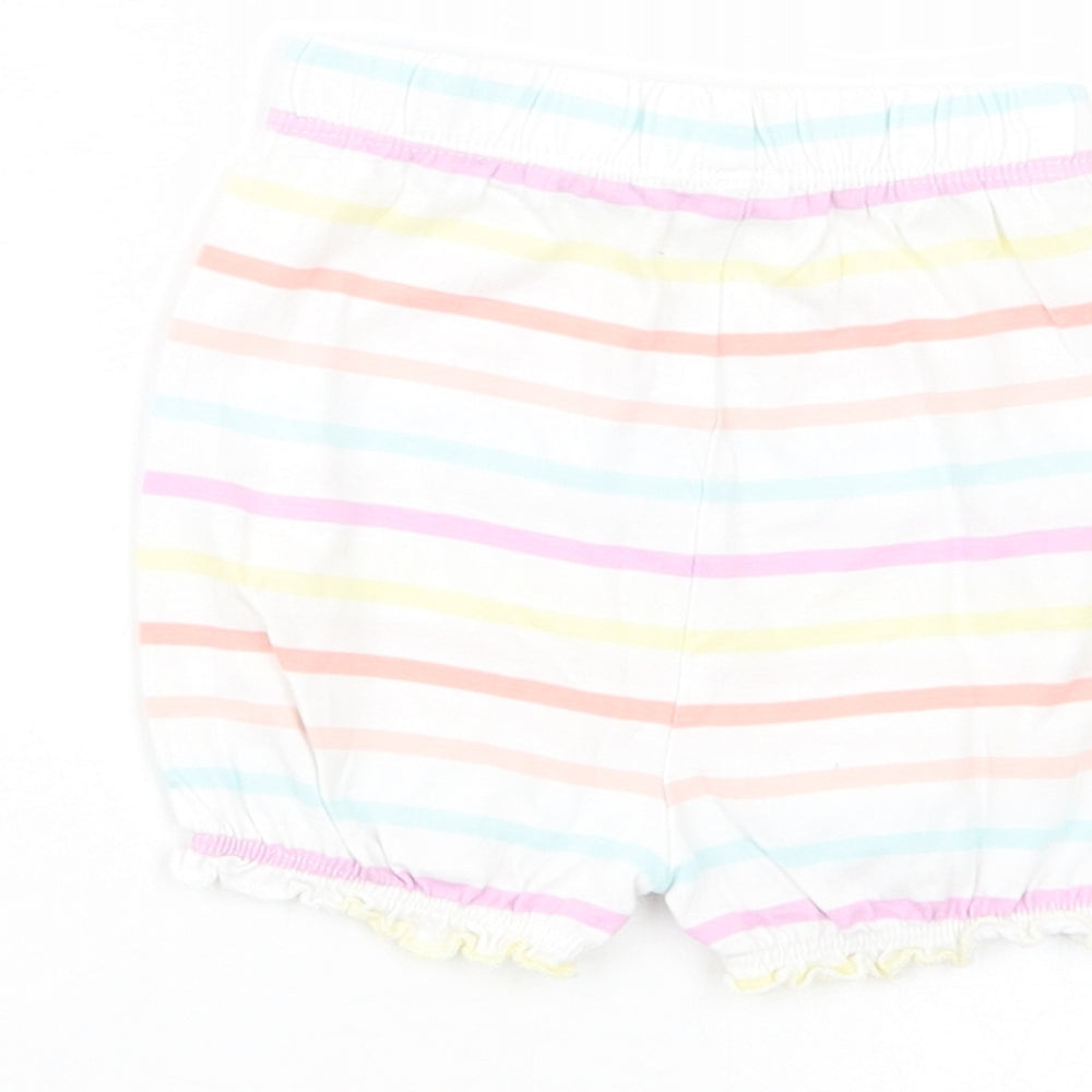 George Baby White Striped Cotton Cropped Trousers Size 6-9 Months
