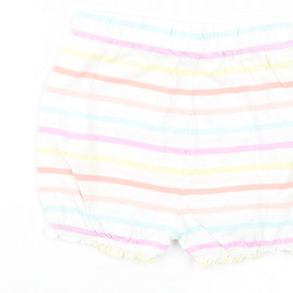 George Baby White Striped Cotton Cropped Trousers Size 6-9 Months