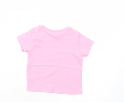 M&Co Baby Pink  Cotton Pullover T-Shirt Size 3-6 Months Crew Neck Pullover - Lovely