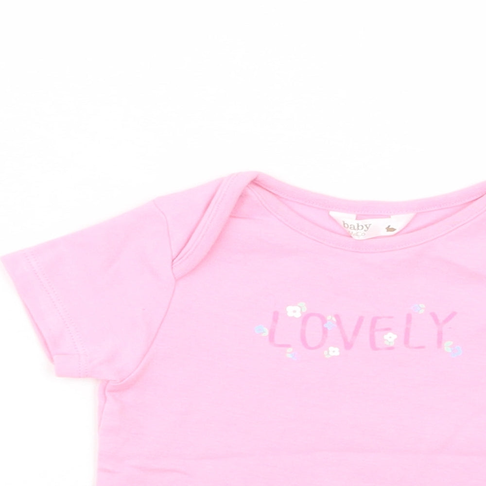M&Co Baby Pink  Cotton Pullover T-Shirt Size 3-6 Months Crew Neck Pullover - Lovely