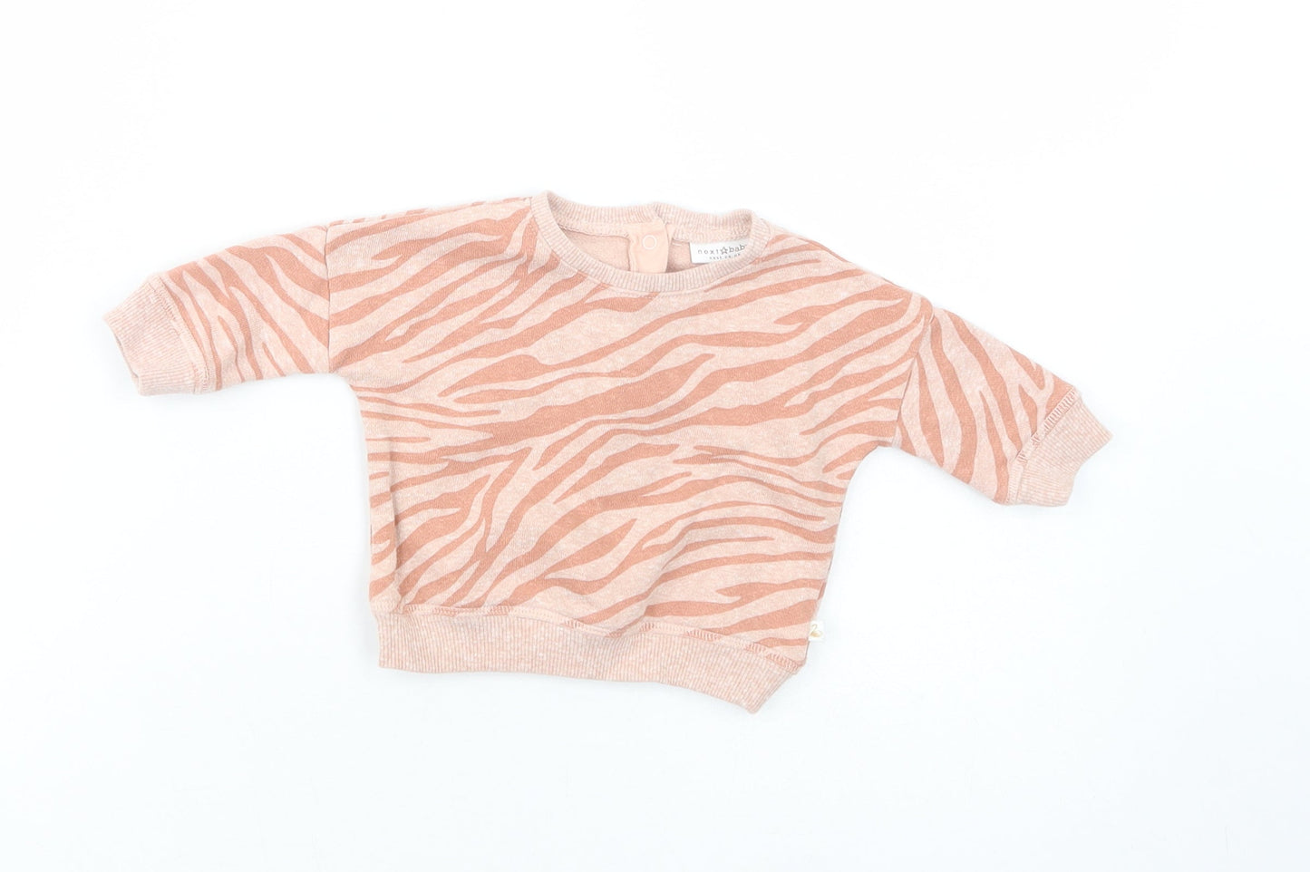 NEXT Baby Pink Animal Print Polyester Pullover Jumper Size 0-3 Months  Snap