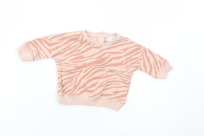NEXT Baby Pink Animal Print Polyester Pullover Jumper Size 0-3 Months  Snap
