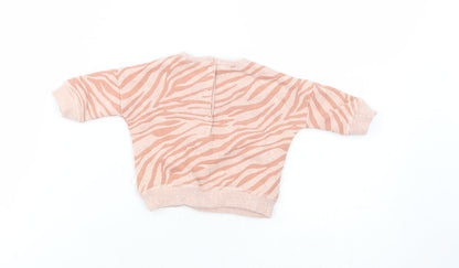 NEXT Baby Pink Animal Print Polyester Pullover Jumper Size 0-3 Months  Snap