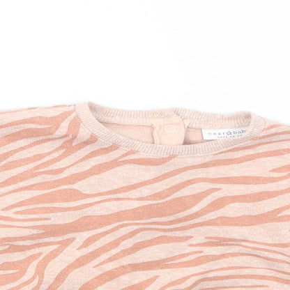 NEXT Baby Pink Animal Print Polyester Pullover Jumper Size 0-3 Months  Snap