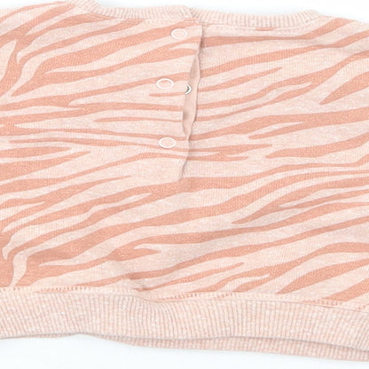 NEXT Baby Pink Animal Print Polyester Pullover Jumper Size 0-3 Months  Snap