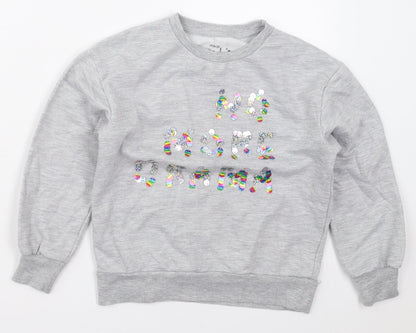 Pep&Co Girls Grey  Polyester Pullover Sweatshirt Size 7-8 Years  Pullover - No More Drama