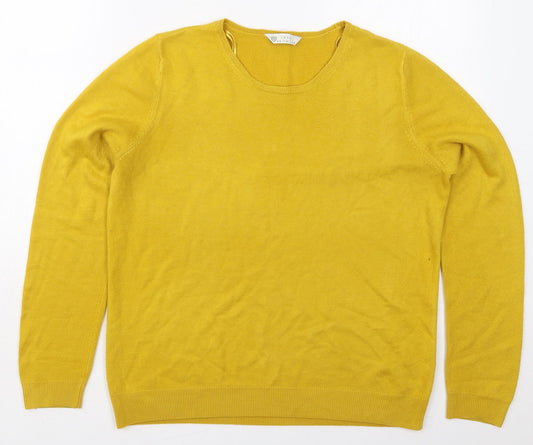 BHS Womens Yellow Crew Neck  Acrylic Pullover Jumper Size 14