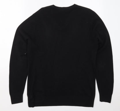 George Mens Black V-Neck  Acrylic Pullover Jumper Size M