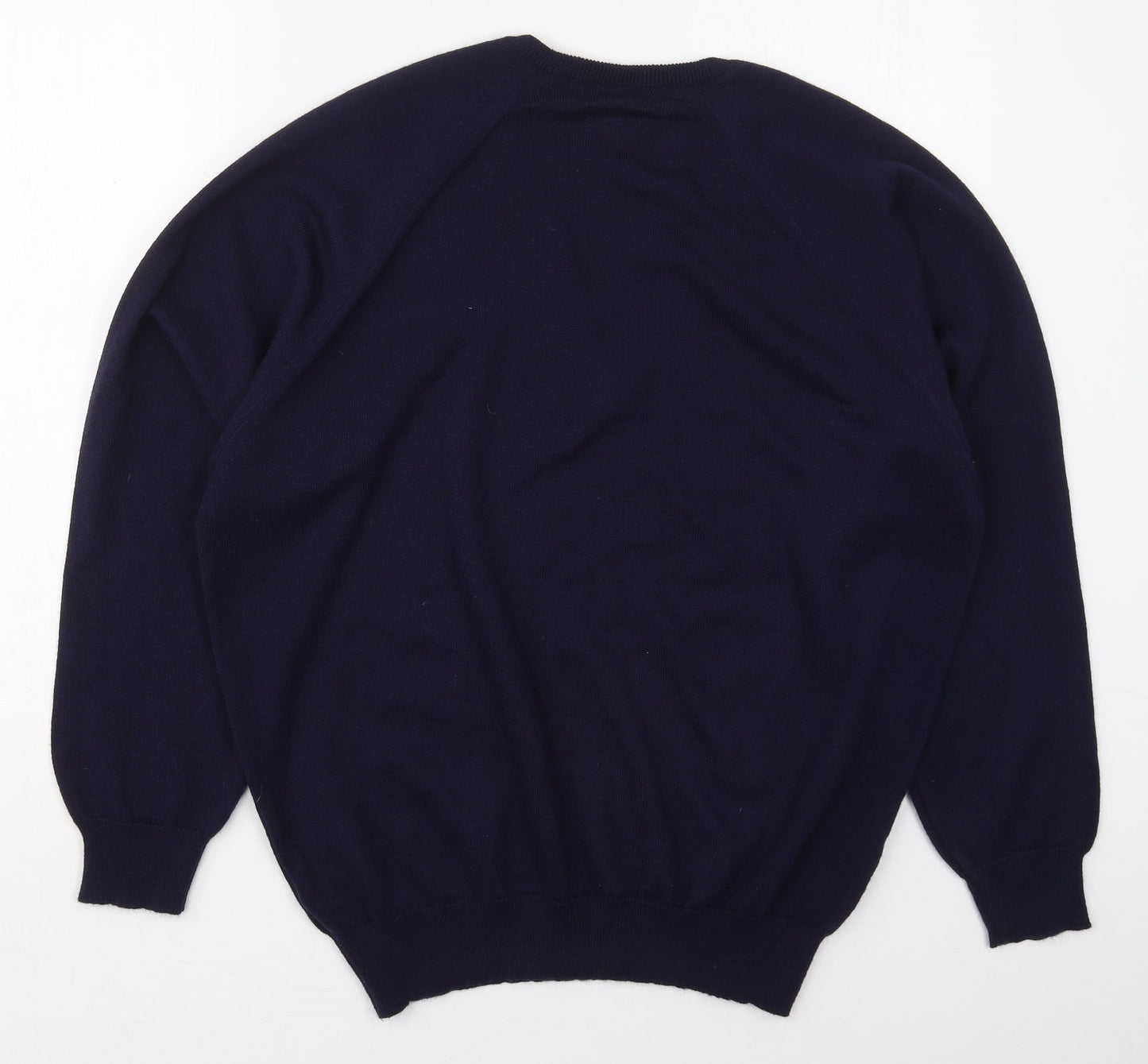 Mens Classic Mens Blue V-Neck  Acrylic Pullover Jumper Size L