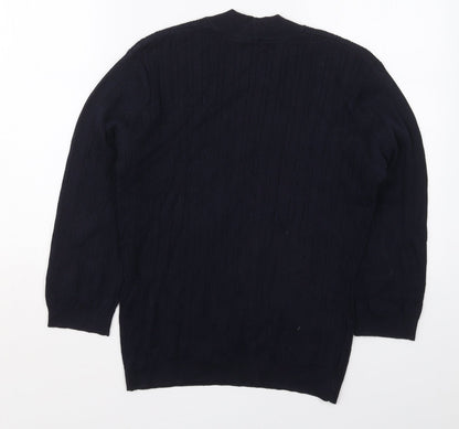 Country Casuals Womens Blue V-Neck  Cotton Pullover Jumper Size L