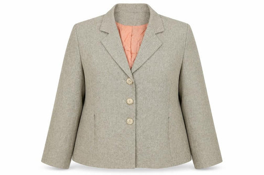 Front view of Wallis women’s beige polyester jacket suit jacket, size UK 14