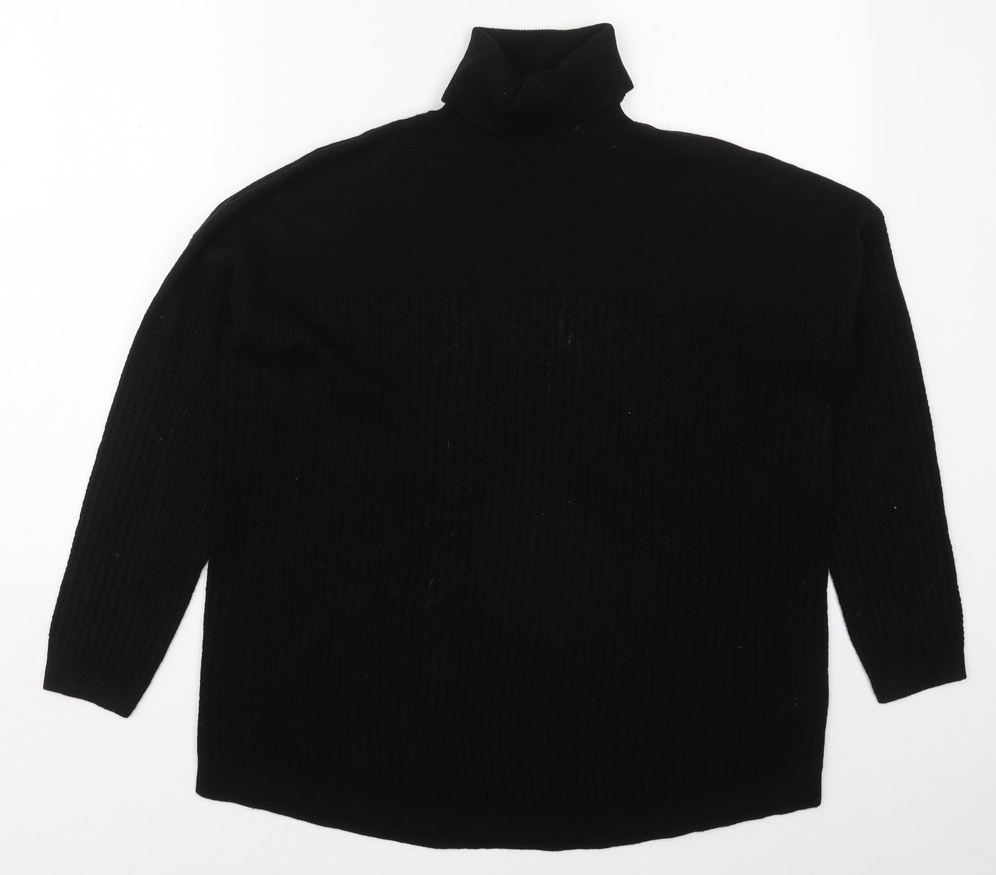 TU Womens Black Roll Neck  Acrylic Pullover Jumper Size 12