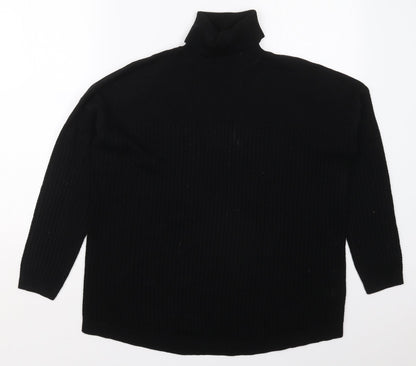 TU Womens Black Roll Neck  Acrylic Pullover Jumper Size 12
