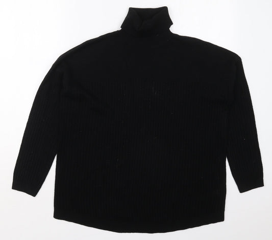 TU Womens Black Roll Neck  Acrylic Pullover Jumper Size 12