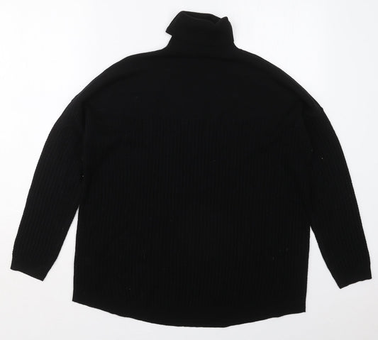 TU Womens Black Roll Neck  Acrylic Pullover Jumper Size 12