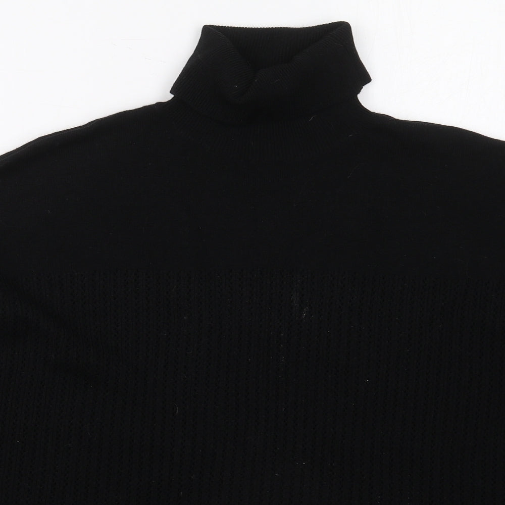 TU Womens Black Roll Neck  Acrylic Pullover Jumper Size 12