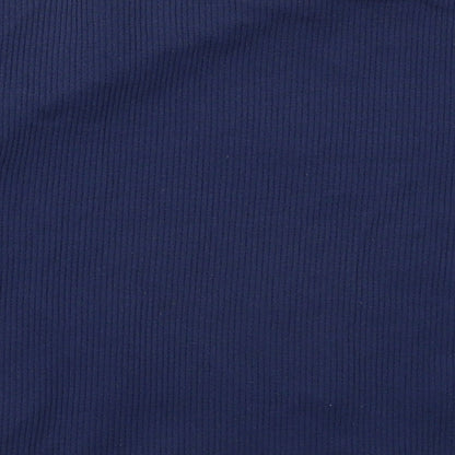 Dunnes Womens Blue  Nylon Cropped T-Shirt Size M Mock Neck Pullover