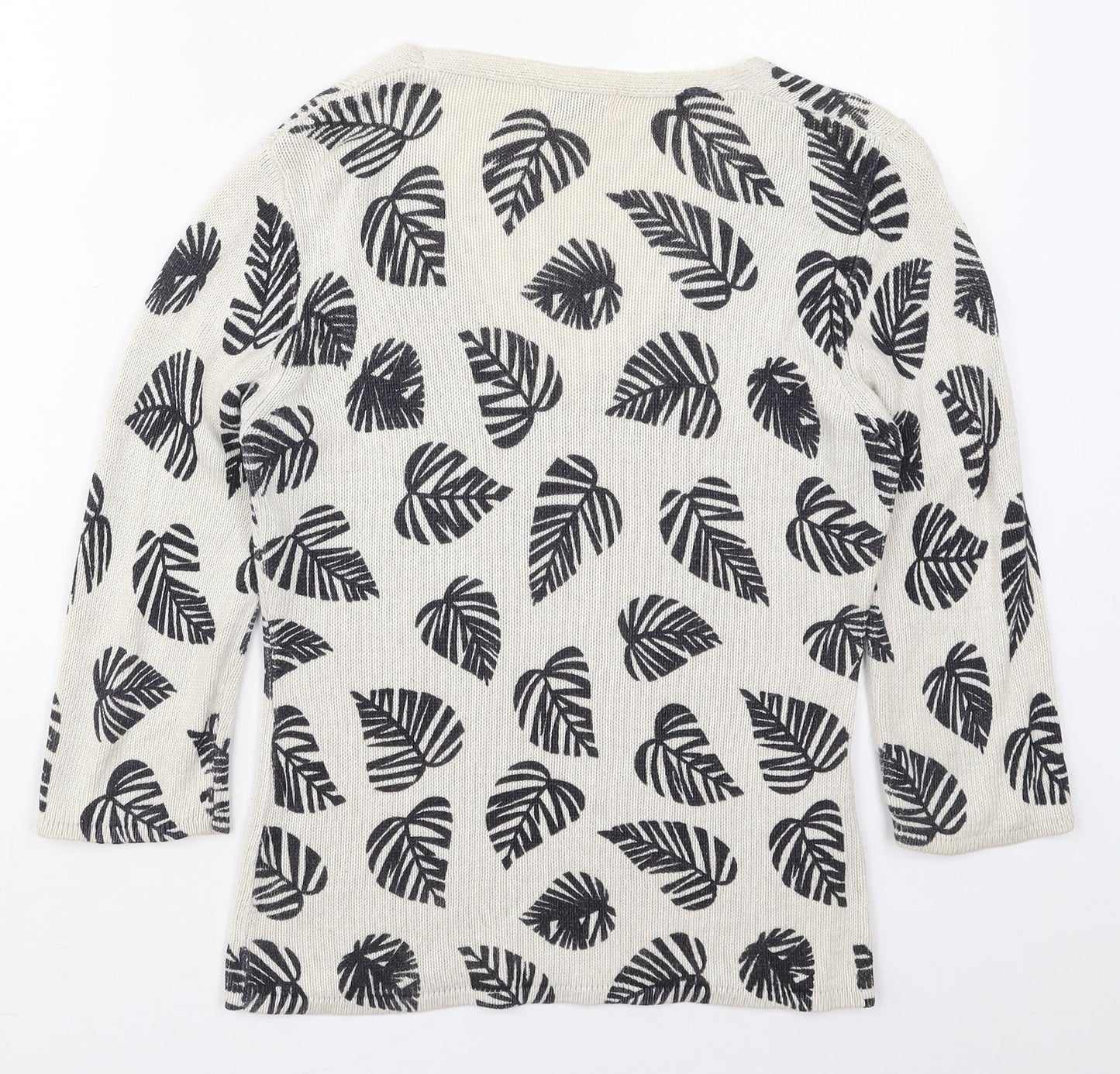 Kaliko Womens Brown V-Neck  Viscose Pullover Jumper Size 10   - Leaf Prints