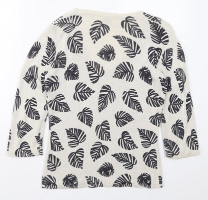 Kaliko Womens Brown V-Neck  Viscose Pullover Jumper Size 10   - Leaf Prints