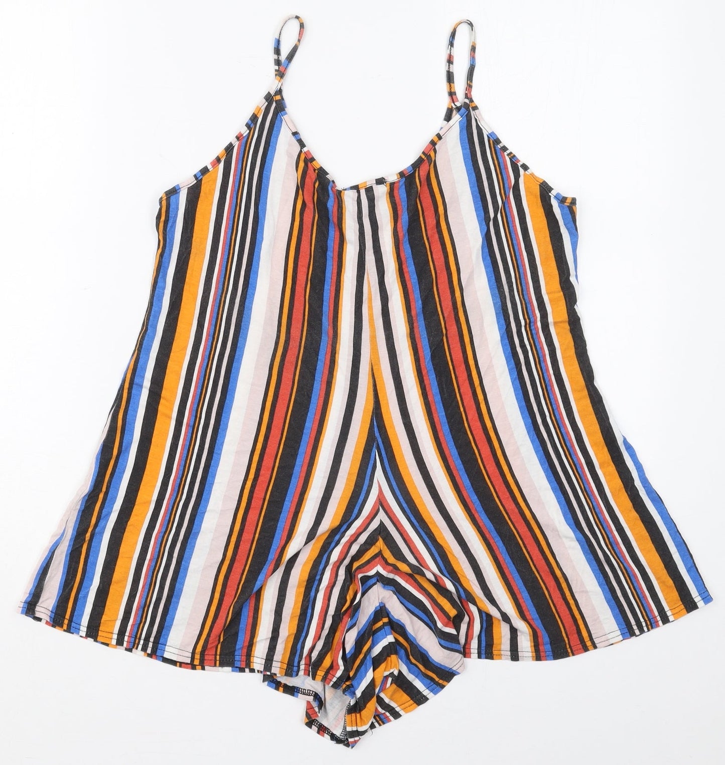 I SAW IT FIRST Womens Orange Striped Viscose Playsuit One-Piece Size 6 L3 in Pullover