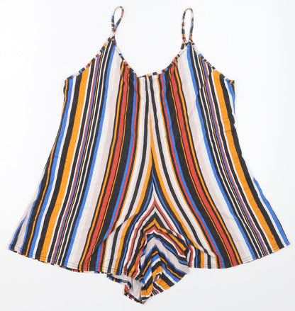 I SAW IT FIRST Womens Orange Striped Viscose Playsuit One-Piece Size 6 L3 in Pullover