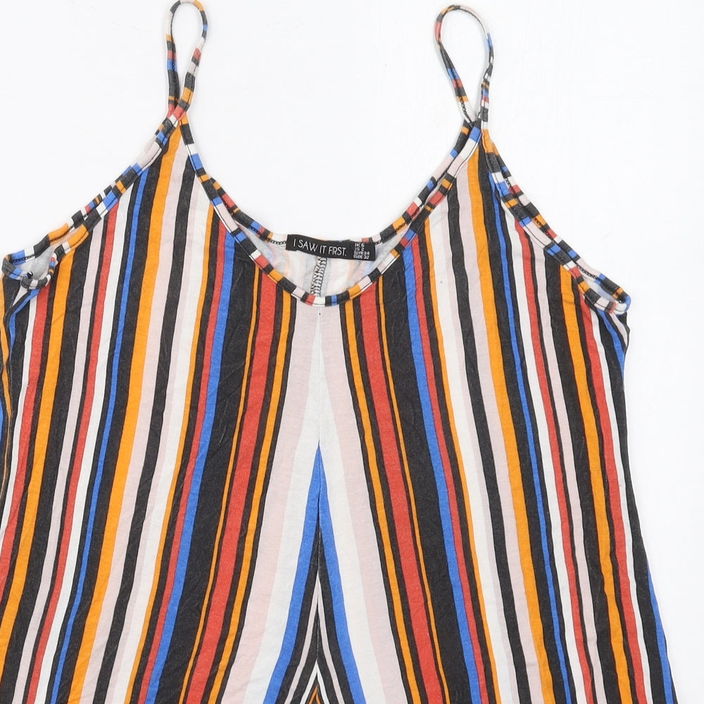 I SAW IT FIRST Womens Orange Striped Viscose Playsuit One-Piece Size 6 L3 in Pullover