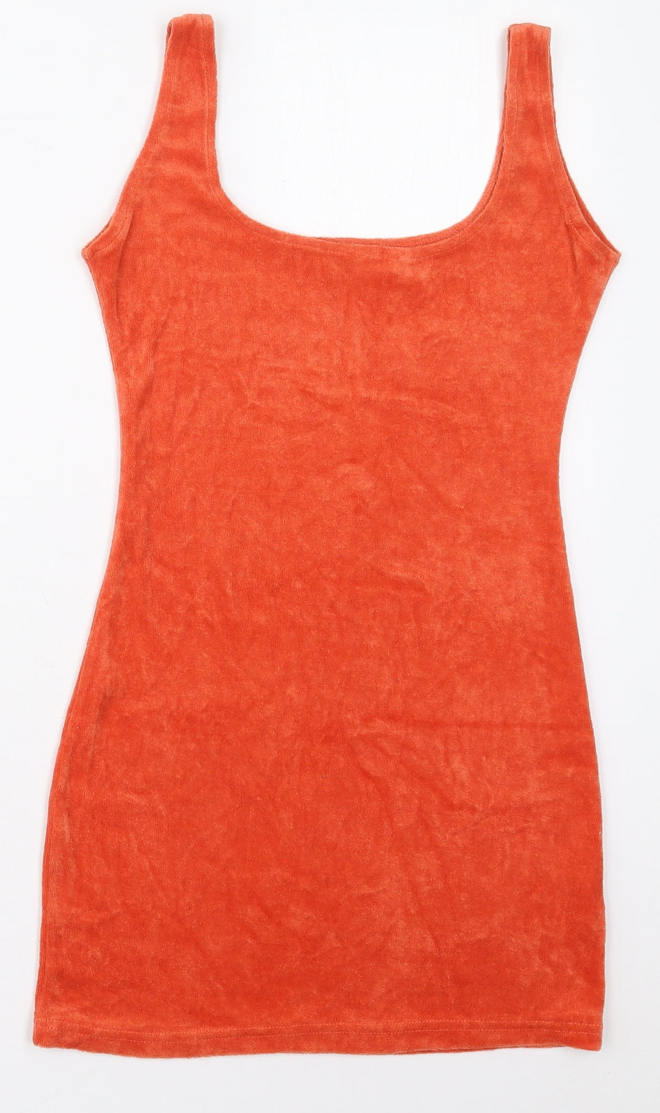 PRETTYLITTLETHING Womens Orange  Cotton Mini  Size 4  Scoop Neck Pullover