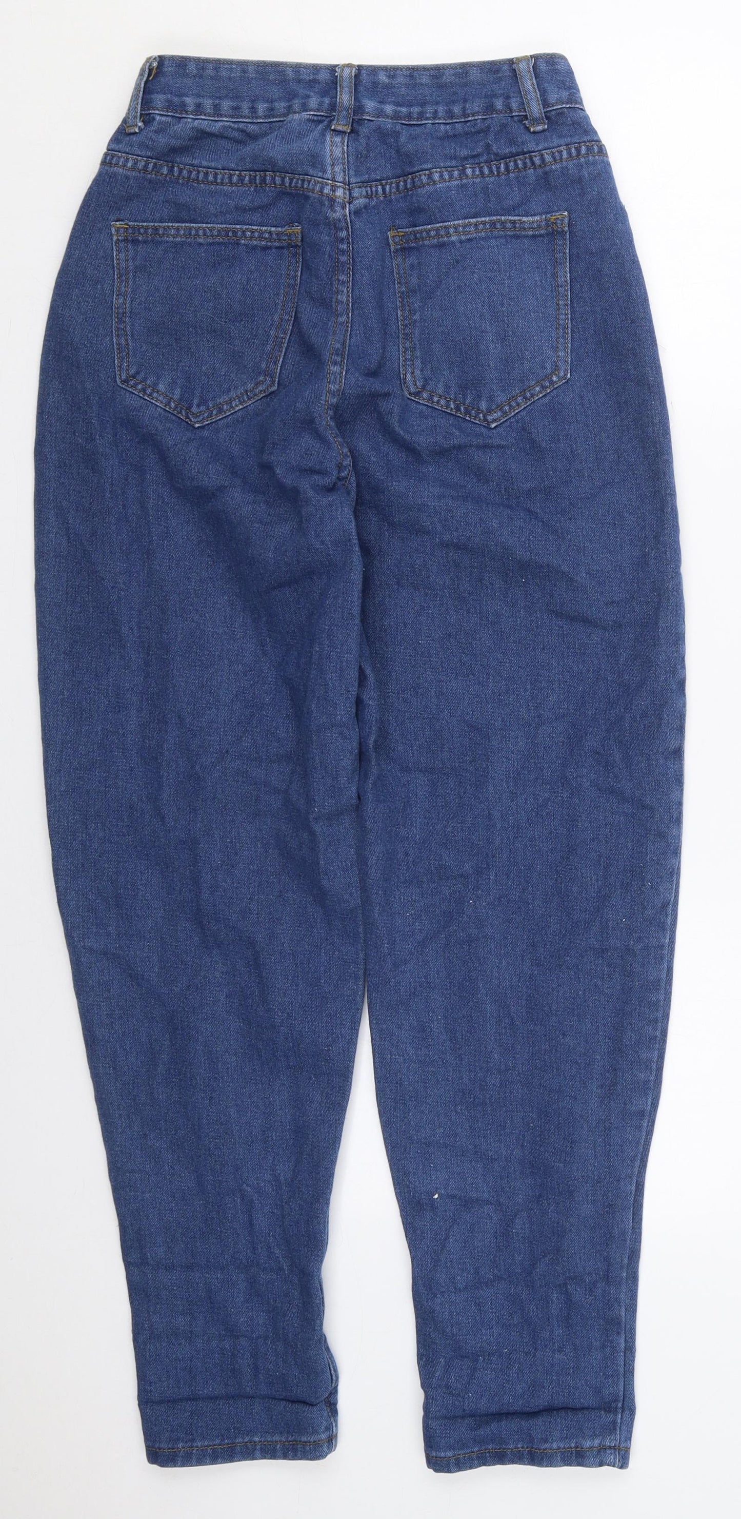 PRETTYLITTLETHING Womens Blue  Cotton Mom Jeans Size 4 L28 in Regular Button