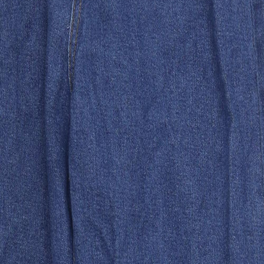 PRETTYLITTLETHING Womens Blue  Cotton Mom Jeans Size 4 L28 in Regular Button