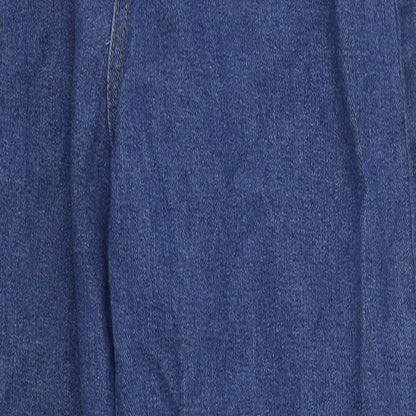 PRETTYLITTLETHING Womens Blue  Cotton Mom Jeans Size 4 L28 in Regular Button