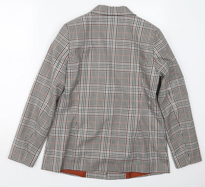 Fransa Womens Grey Check Polyester Jacket Suit Jacket Size 10