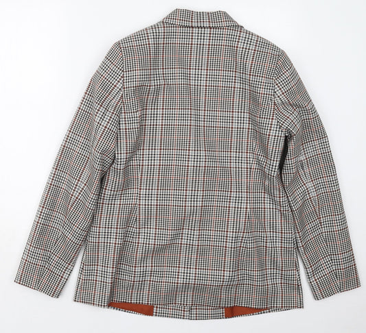 Fransa Womens Grey Check Polyester Jacket Suit Jacket Size 10