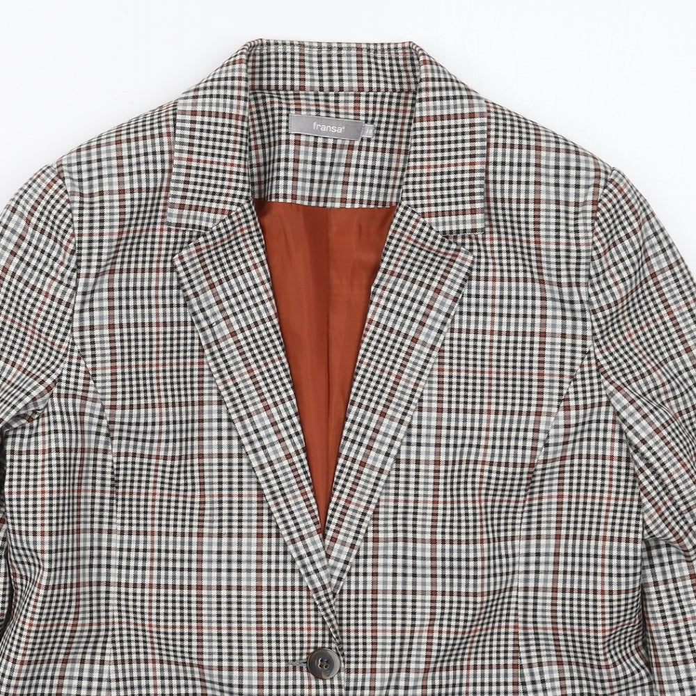 Fransa Womens Grey Check Polyester Jacket Suit Jacket Size 10