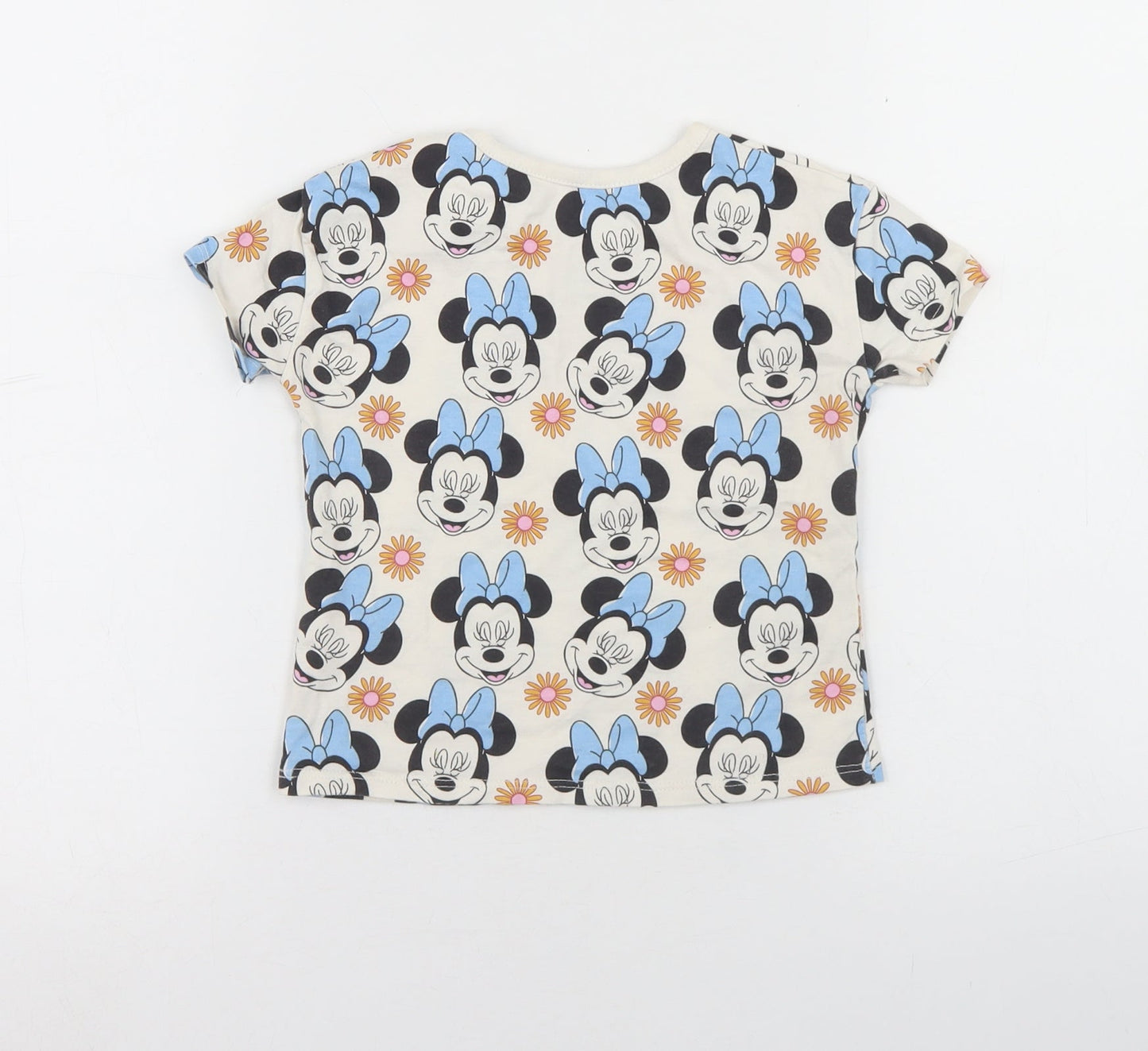 George Girls Beige Geometric Cotton Basic Casual Size 2 Years Round Neck Pullover - Minnie Mouse Disney